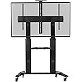 VIVO Aluminum Mobile TV Cart for 32 to 100 inch Screens up to 220 lbs, LCD LED OLED 4K Smart Flat and Curved Panels, Heavy Duty Stand, Shelf, Wheels, Max VESA 1000x600, Black, STAND-TV22B