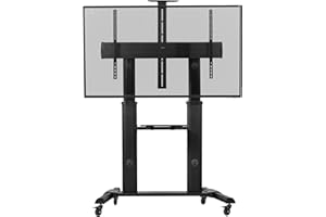 VIVO Aluminum Mobile TV Cart for 32 to 100 inch Screens up to 220 lbs, LCD LED OLED 4K Smart Flat and Curved Panels, Heavy Duty Stand, Shelf, Wheels, Max VESA 1000x600, Black, STAND-TV22B