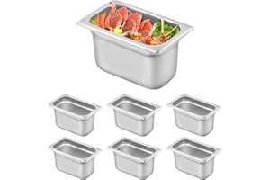 HOCCOT 1/9 Size Hotel Pan 6 Packs, 2.6" Deep 304 Stainless Steel Steam Table Pan for Chafing, Commercial Food Pan for Hotel, Buffet, Restaurant, Party, Catering Food Pan for Food Supply & Storage
