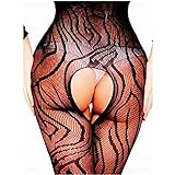 Daisland Womens Stretchy Long Sleeve Crotchless Bodystocking Sexy Lingerie Robe