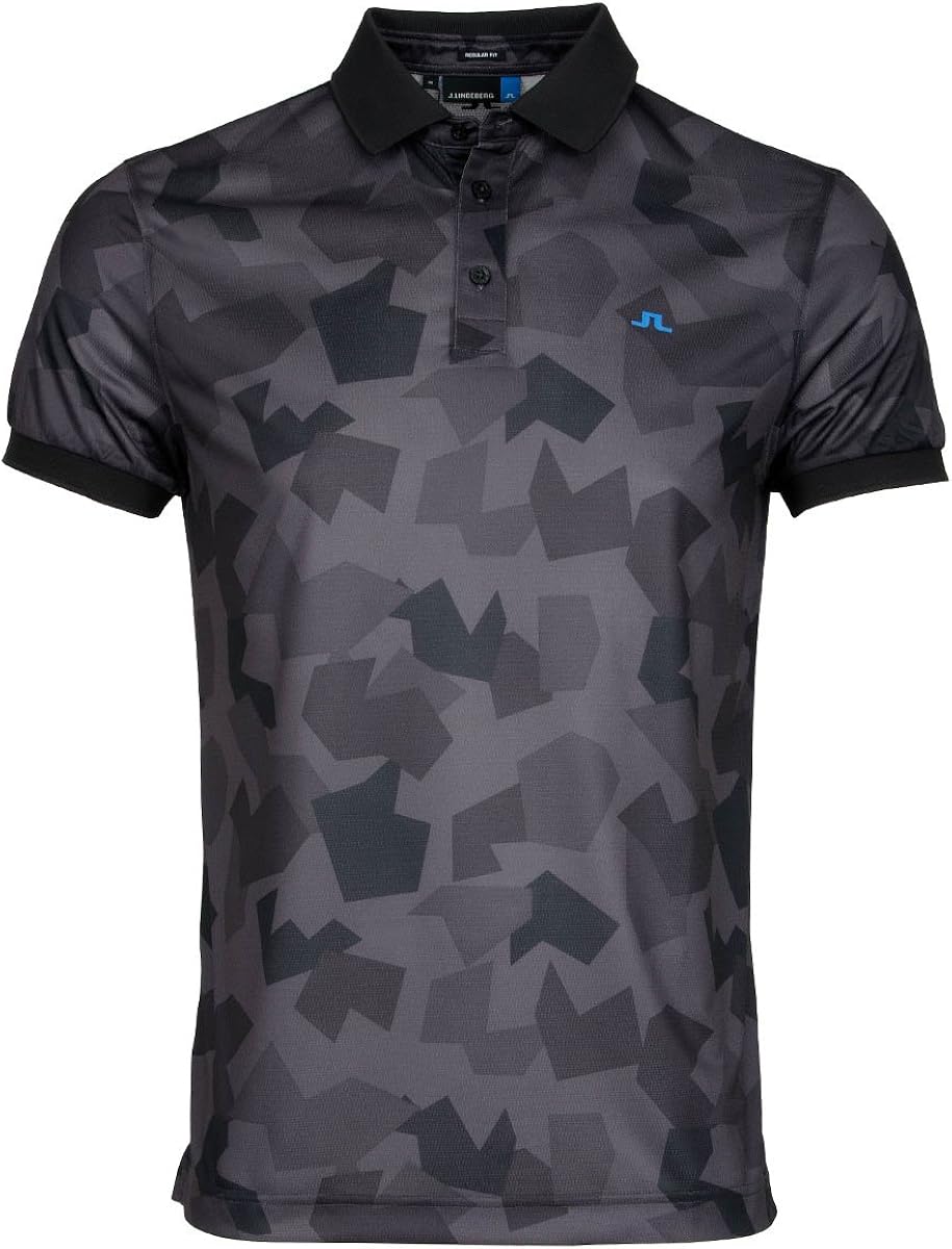 J.Lindeberg Men's Lightweight RegularFit Golf Polo Shirt, Black Camo