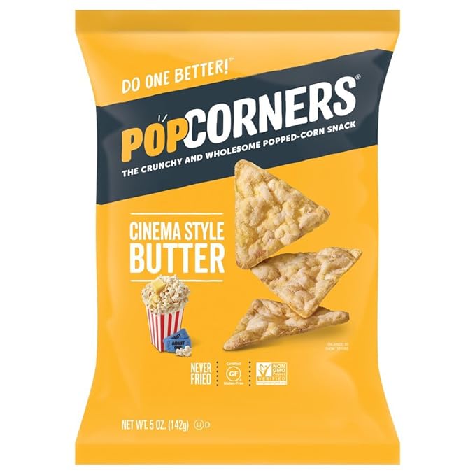 POPCORNERS Cinema Style (Butter), Popcorn Chips, Single Serve (5oz/12