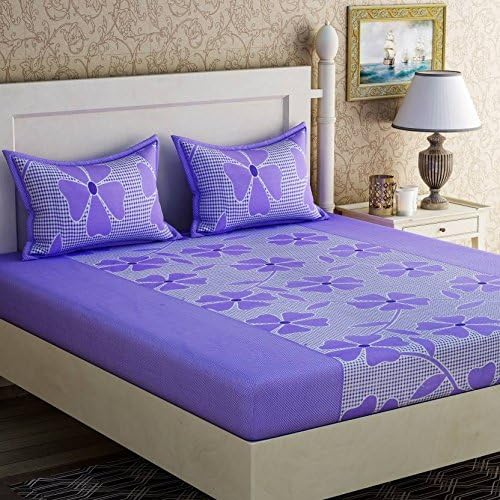 Sheethub Cotton 140 TC Floral Double Bedsheet with 2 Pillow Covers (Standard_Multicolour)