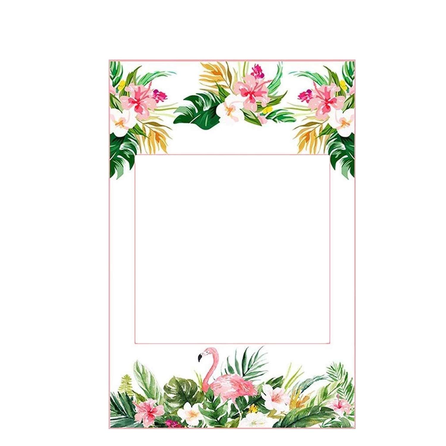 WedDecor Hawaiian Photo Booth Selfie Frame with Floral Print, Cardboard Party Photography Prop for Anniversary, Wedding and Themed Events, 1 Piece