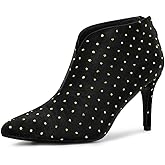 Allegra K Women's V Cutout Pointed Toe Heel Ankle Boots
