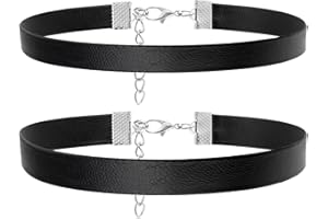 Yuudnnhoo 2 PCS Black Leather Collar Set, Gothic-inspired sensual neckpiece Punk-style adjustable choker, Soft vintage-inspir