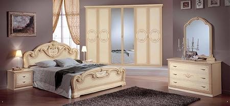Mcs Gioia Cream Italian Bedroom Set With 4 Door Italian Wardrobes