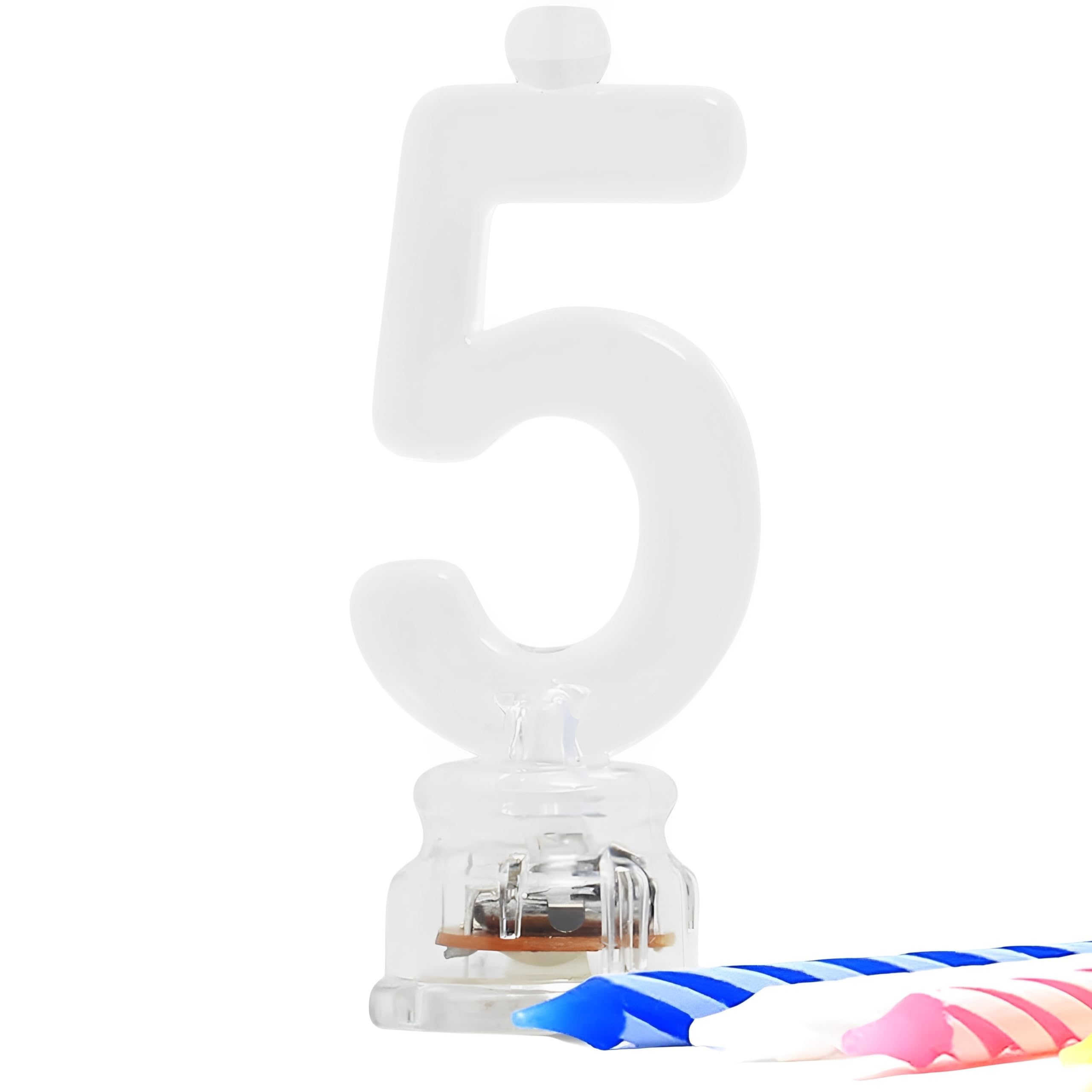 Unique Party 37535 - Colour Changing Flashing Number 5 Birthday Candle Holder with 4 Candles