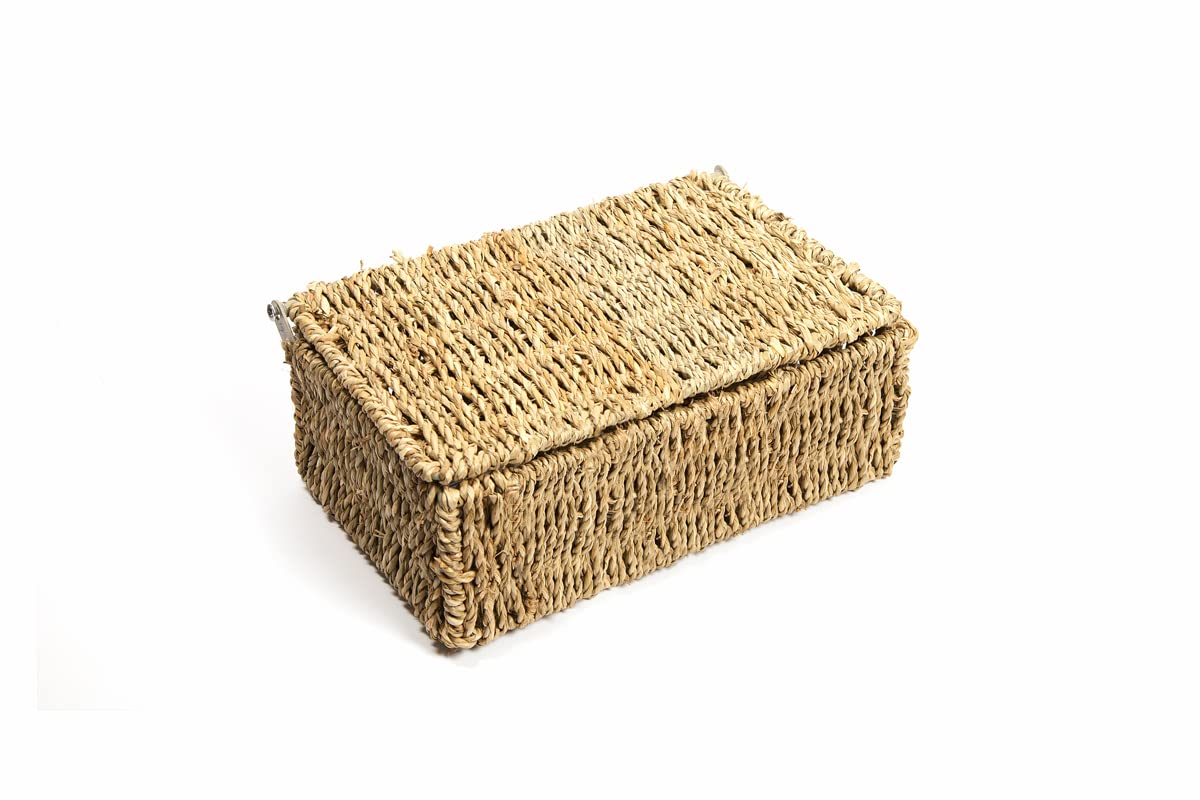 Woodluv Storage Boxes With Lids, Storage Baskets Woven Natural Seagrass, Shelves Basket, Gift Hamper basket, Storage Basket Organiser, Small