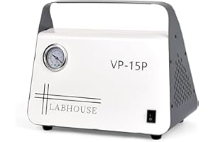LABHOUSE Lab Diaphragm Vacuum Pump VP-15P Portable Mini Oilless Diaphragm Oil Free 15L/min & Rubber Tube for Laboratory Vacuum Filtration,Positive and Negative Pressure,110V-220V