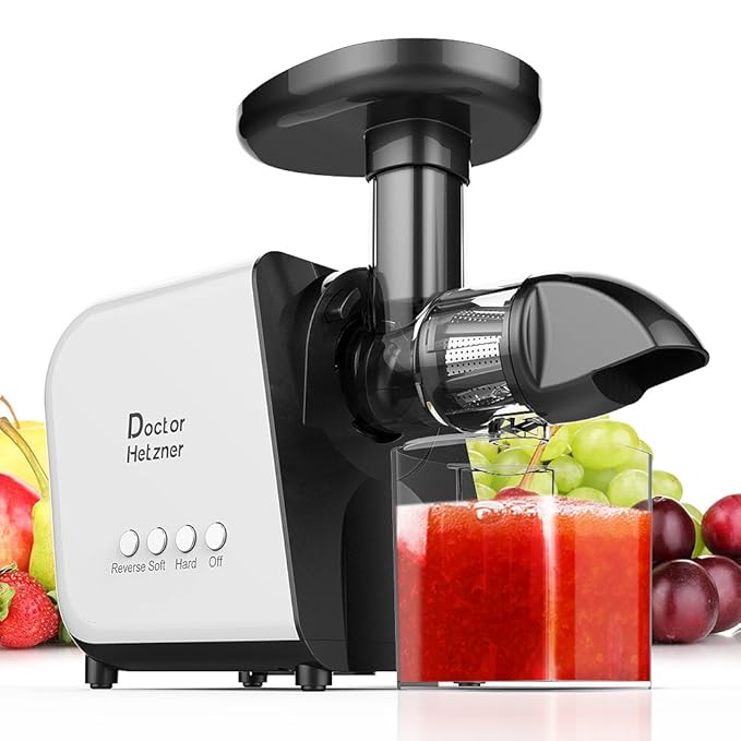 Doctor Hetzner Juicer, Slow Masticating Juicer Extractor with Reverse Function, Cold Press