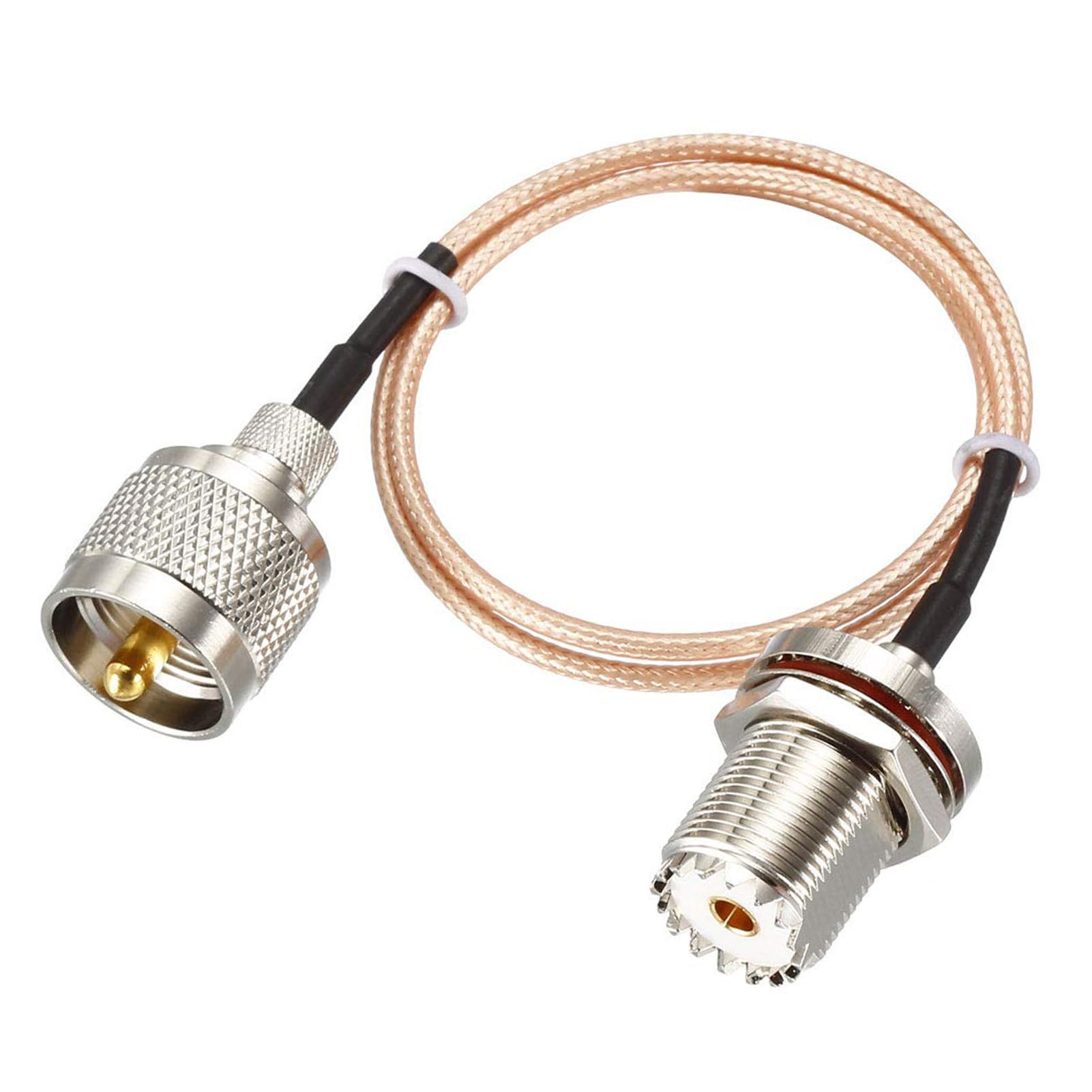 MACHSWON RG316 Coaxial Cable with UHF PL-259 Male to UHF SO-239 Female Bulkhead Connectors Low Loss Coax Cable 50 Ohm 1.5 Ft For CCTV,DVR,Camera,Video Signals