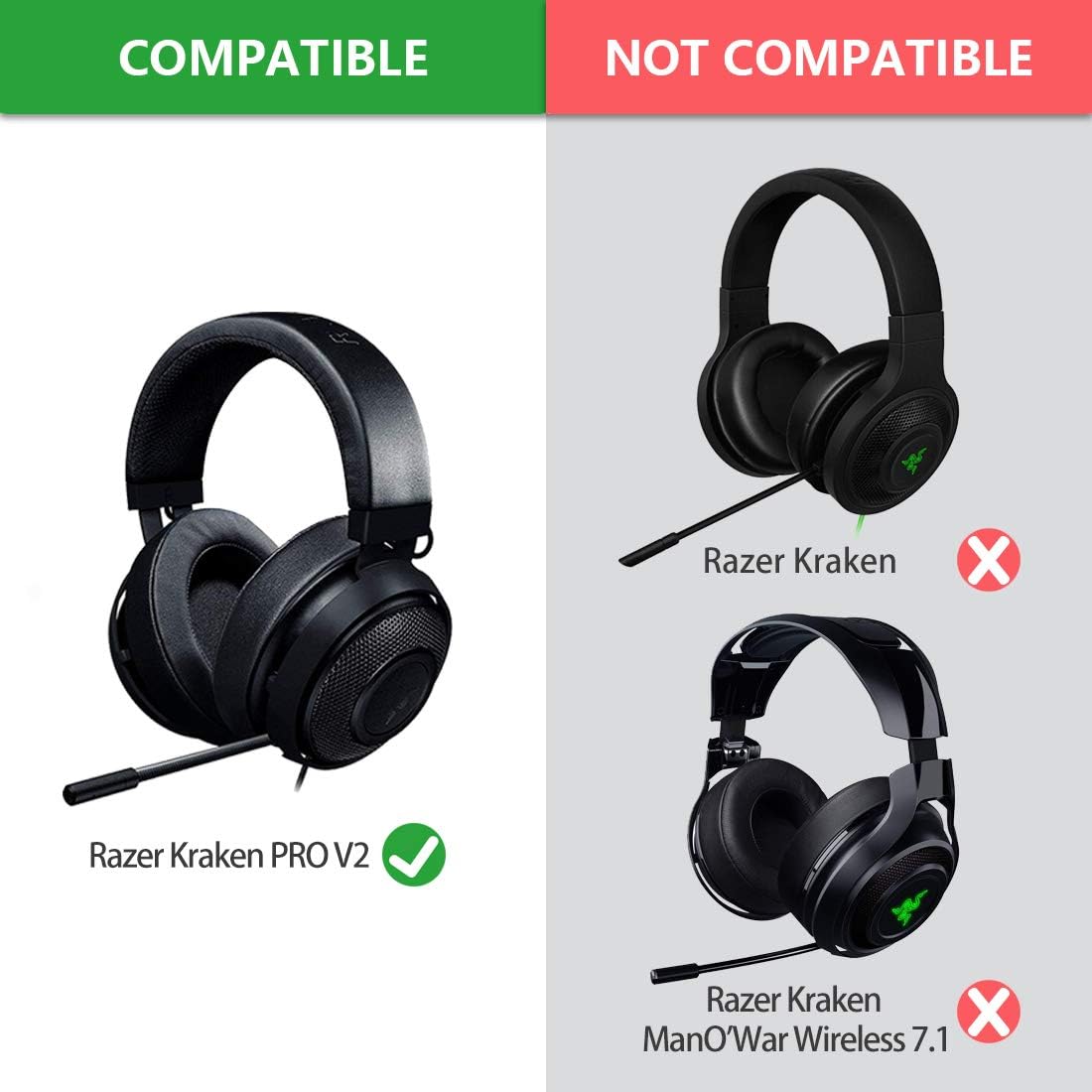 Geekria Replacement Ear Pads for Razer Kraken Pro V2, Kraken 7.1 V2, Stormtrooper/Pewdiepie Edition Headphones Ear Cushions - Image 4