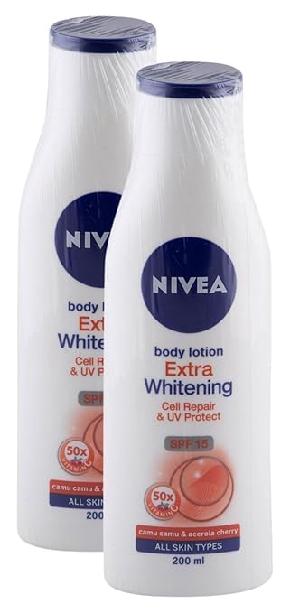 Nivea Body Lotion Extra Whitening, 200ml (Pack of 2)