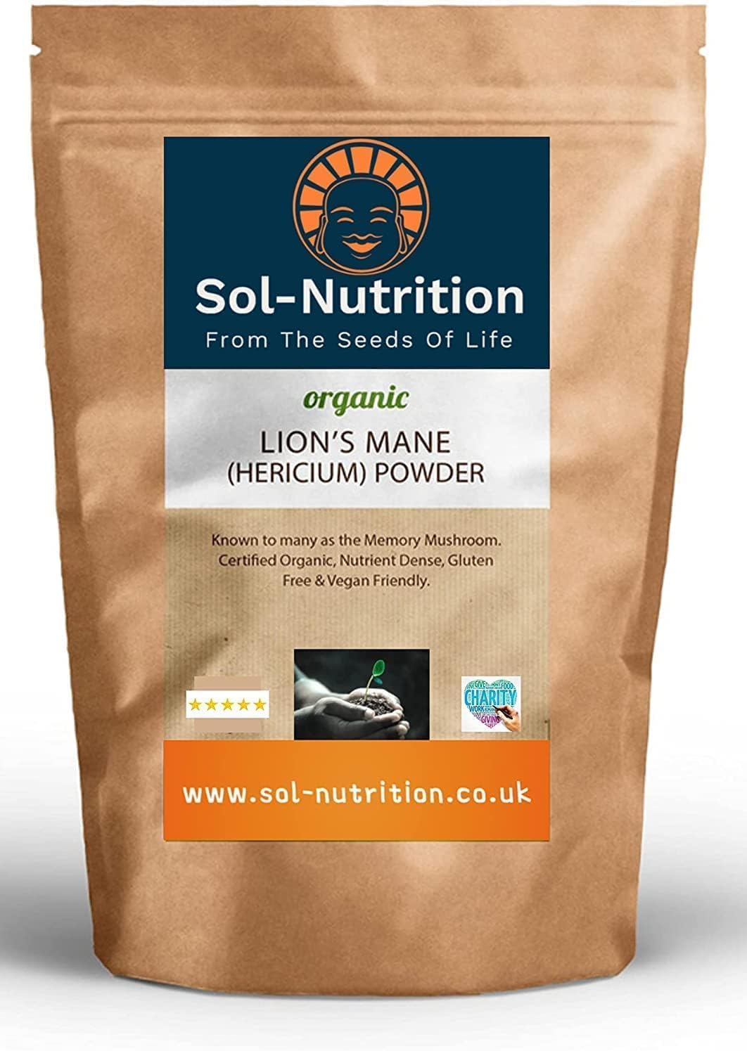 Sol Nutrition Lion's Mane Mushroom Powder, Organic - 100g