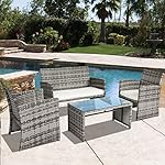 Best Choice Products Outdoor Patio Furniture Cushioned 4 Piece Wicker Sofa Coversation Set- Gray