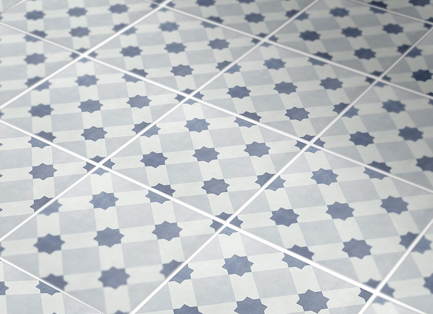 Tiles Stickers Decals - Pack of 10 tiles - 10 individual tiles - Tiles Decals (FLOOR - 3.9 x 3.9 inches - 10 x 10 cm, Cement Blue and Grey Tile Decal)