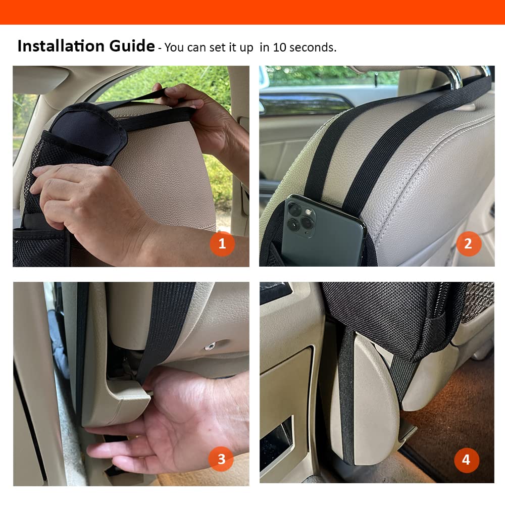 Luckybay Car Seat Side Organizer, Auto Seat Storage Hanging Bag, Phones, Drink, Stuff Holder with Mesh Pocket for Cars, SUV & Truck 2 Pack