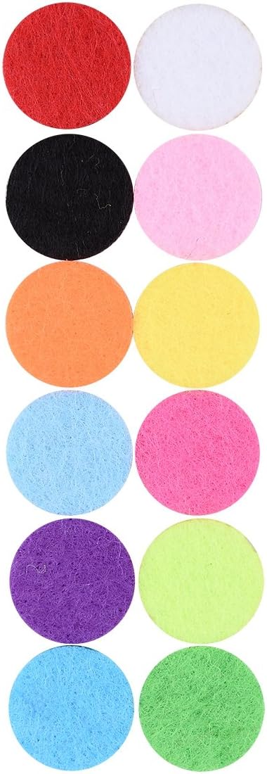 Tornado 12 Pcs Round Essential Oil Diffuser Locket Necklace Refill Pads Hollow Aromatherapy Diffuser Cotton Pads,12 Colors 30mm