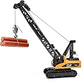 NOVAFUSION Construction Crane Toys for Boys,Crawler Cranes Truck Toy with Rotatable Fuselage Workbench and Liftable Robotic Arm,Cranes Truck with Simulated Lights,Crane Toys for Boys Age 4-7