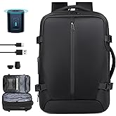 Vacuum Backpack Travel with Pump 50L Expandable Vacuum Seal Backpack Travel Water Resistant with TSA Lock for Women & Men (black)