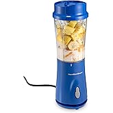 Hamilton Beach Portable Blender for Smoothies With 14 oz. Travel Jar | BPA Free Jar &amp; Lid | Durable Stainless Steel Blades | 300 Watts Peak Power | Personal Smoothie Blender | Blue | 51132G