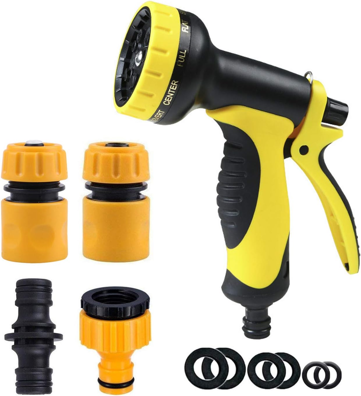 Topways® Hose Pipe Fitting Set, Including Multi Spray Nozzle Watering Gun, Hose End Quick and Waterstop Connector
