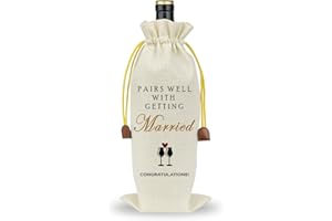 Raisingwell Wedding Wine Bag, Engagement Gifts for Couples, Wine Champagne Gift Bag With Drawstring, Mr and Mrs Marriage Wedding Gifts, Honeymoon Gifts - Getting Married