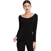Mcilia Women's Ultrathin Modal Thermal Baselayer Top Scoop Neck Long Sleeve Undershirt