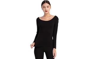 Mcilia Women's Ultrathin Modal Thermal Baselayer Top Scoop Neck Long Sleeve Undershirt