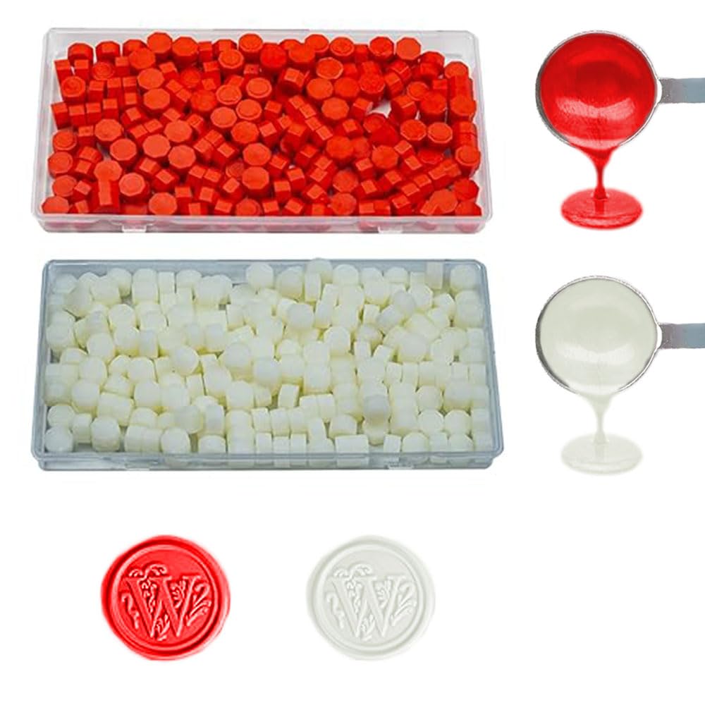 Wax Seal Beads, ANBOSE 200 PCS Translucent and 200 PCS Bright Red Sealing Wax Beads for Wax Seal, Sealing Beads for Making Party Invitations — image 1
