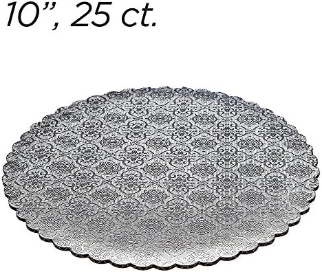 Whalen Packaging 10" Silver Scalloped Edge Cake Boards, 25 ct