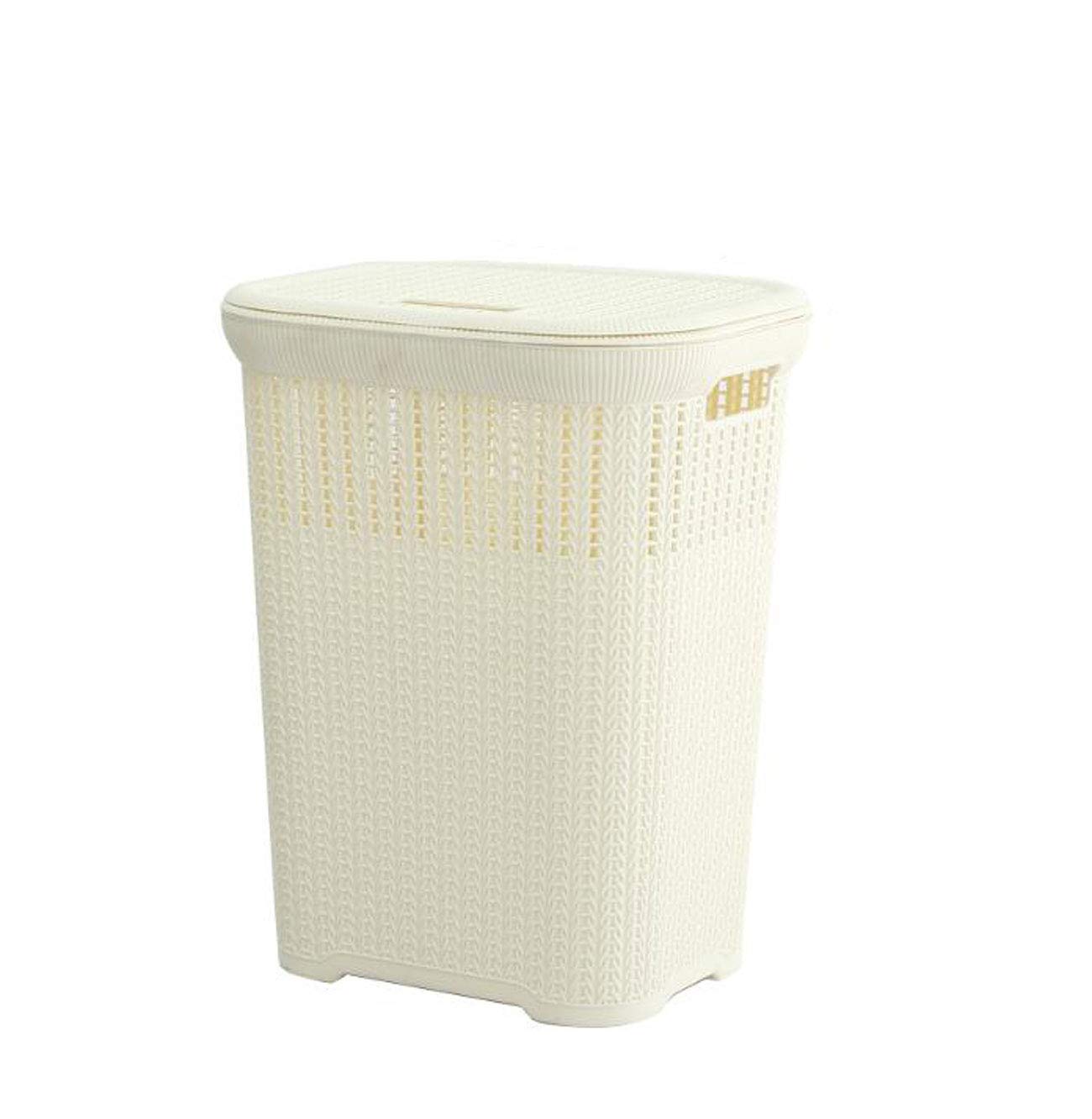 新版 ふた洗濯バスケット汚れた服収納バスケット汚れた服ピンセット収納バスケット付きプラスチック汚れた服収納バスケット汚れた服largeが付いている大きい正方形の藤の障害物娄 色 ベージュ ベージュ B07mrhcj3f 大流行中 Www Elprincipal Cl