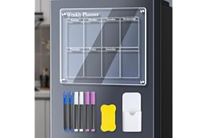 LUCKDANO Clear Acrylic Magnetic MonthlyWeekly Planning Board for Fridge Calendar - Durable Dry Erase Board, 40x30cm, Ideal fo