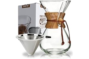 AGOGO Pour Over Coffee Maker Set Drip Pot with 304 Stainless Steel Filters 8 Cup