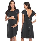 Soanhoo Women's Maternity 3 in 1 Delivery Labor Nursing Nightgown Hospital Gown Sleepwear for Breastfeeding