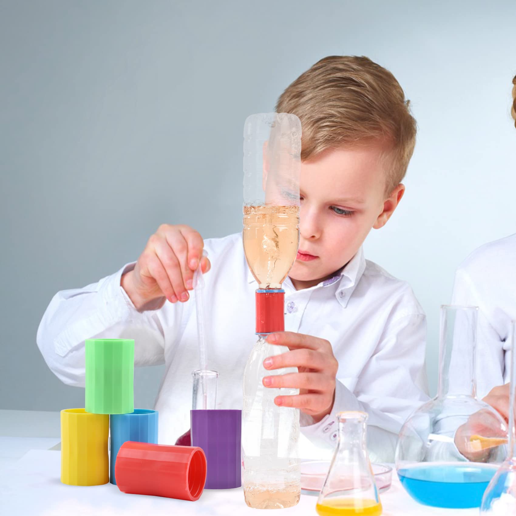 Tornado Bottle Connectors Cyclone, Plastic Tornado Connector Vortex Bottle Connectors for Students Scientific Experiment Test (5PC)