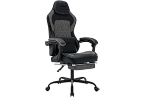 NIONIK Gaming Chair, Ergonomic Computer Gamer Chair, Gaming Chairs for Adult with Massage Lumbar, Office Video Game Chair with Adjustable Height & Backrest (Black Gray)