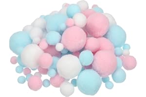PATIKIL Assorted Size Pom Poms for Crafts, 130Pcs Fuzzy Pastel Pom Pom Balls for Art Supplies DIY Creative Craft Material Han
