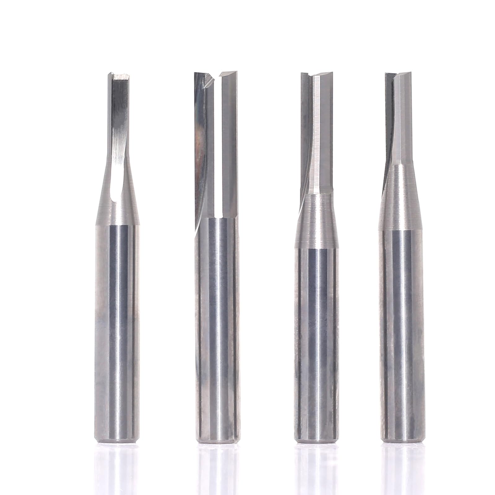 4pcs Straight Router Bits Set 1/4" Shank, Solid Carbide TCT Straight Plunge CNC Router Bit, for Grooving Milling Cutters, by Akylin, Cut Dia 1/8", 3/16", 5/32", 1/4" — image 1