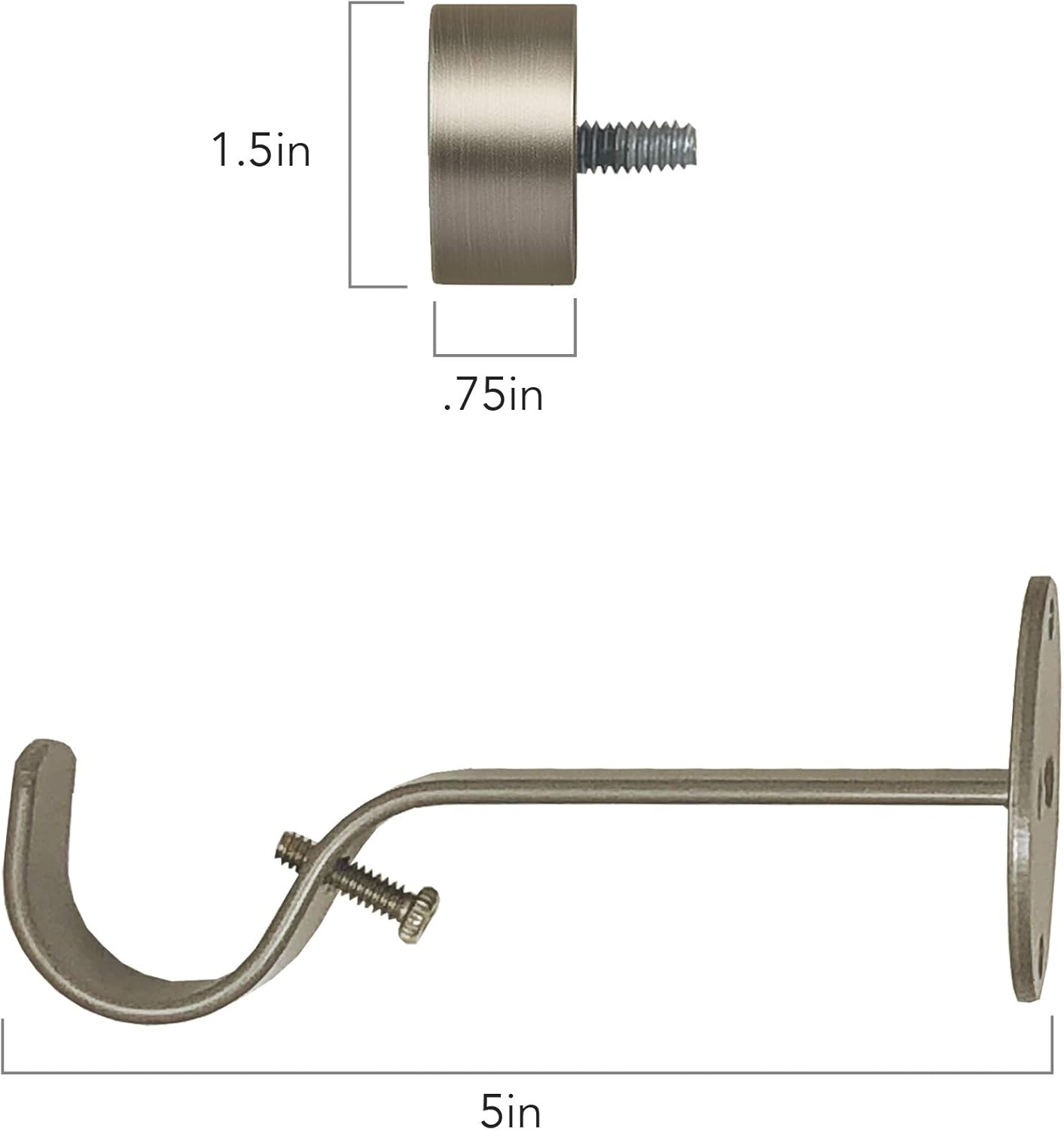 Elrene Home Fashions Serena 1" Window Drapery Single Curtain Rod with Contemporary Cap Finial, 28"-48" Adjustable, Polished Nickel: Home & Kitchen