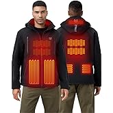 Men's Heated Jacket with Detachable Hood, Waterproof Winter Outdoor Coat Electric Insulated jackets with Battery Pack