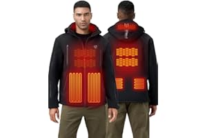 IHOOD Men's Heated Jacket with Detachable Hood, Waterproof Winter Outdoor Coat Electric Insulated jackets with Battery Pack