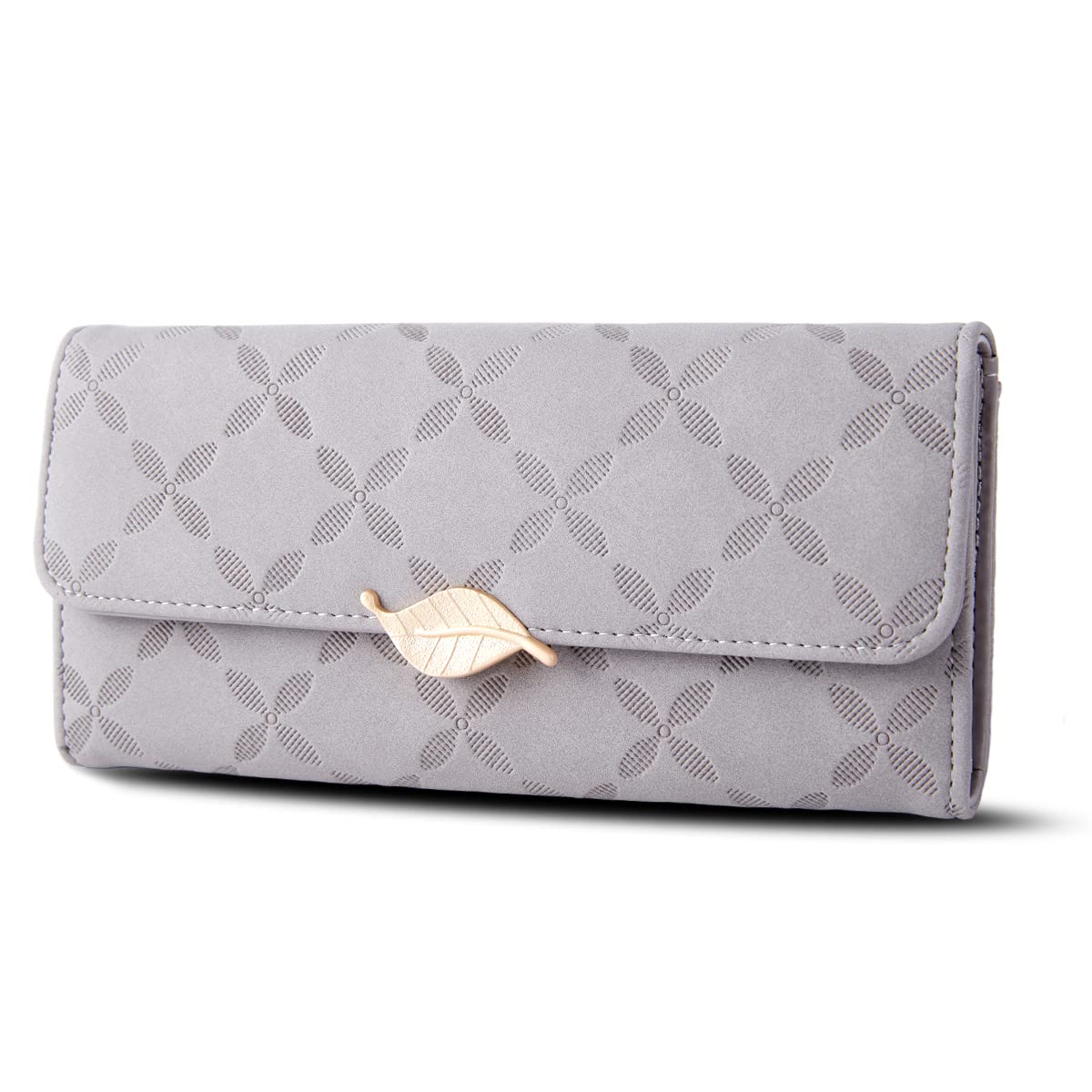 Hision Leather Wallet for Women, Fashion Long Wallet Large Capacity Wallet with Zip Handmade Ladies Large Purse with Card Compartments and Photo Window Easy Carry Suitable for Give Girl (Grey)