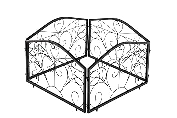 CLP 4er-Set Beetzaun Collin aus massivem Eisen I Beeteinfassung aus lackiertem Eisen mit stilvollen Verzierungen Schwarz