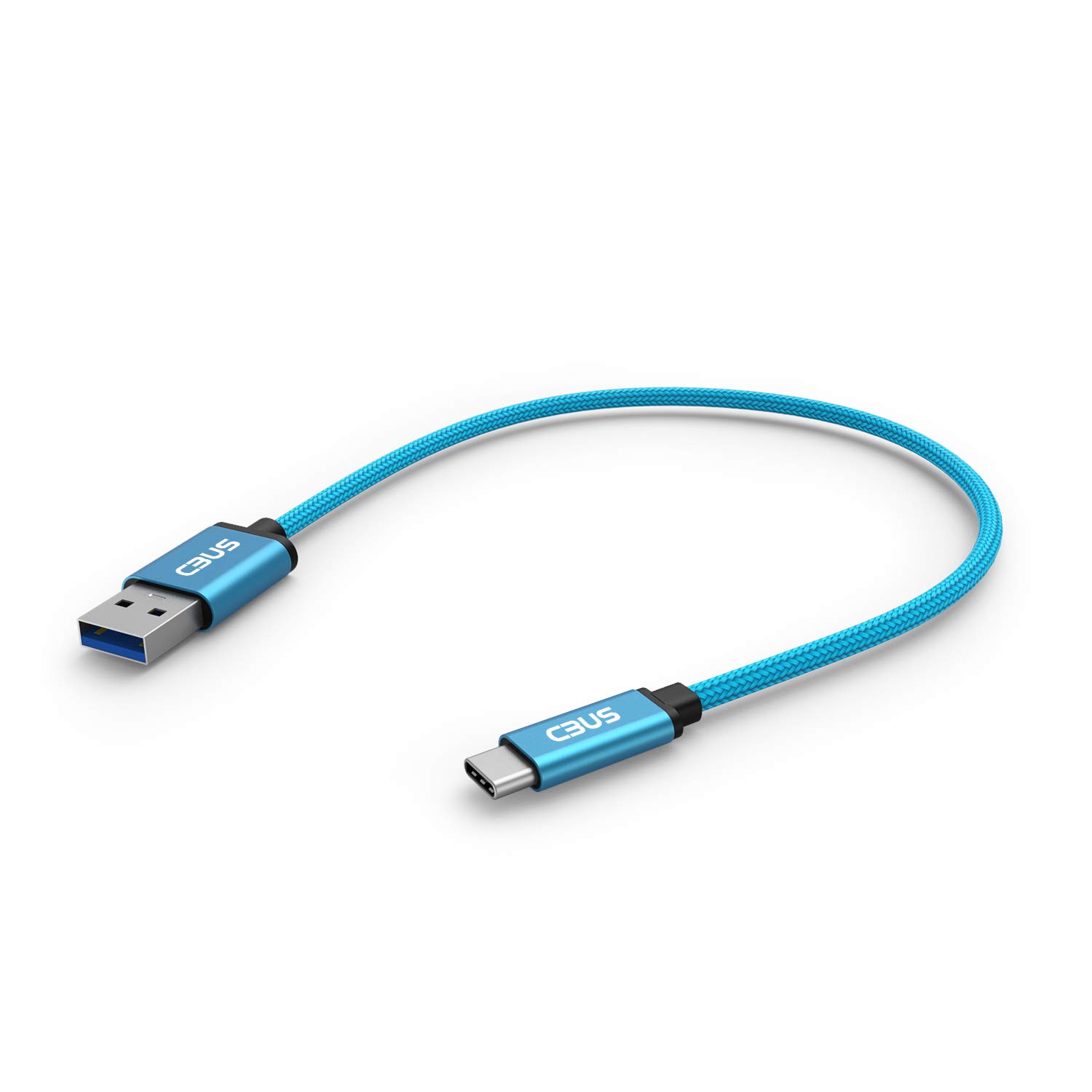 CBUS 25cm Short Heavy-Duty Braided USB C Charger Cable Compatible with iPhone 16/15/Pro/Max/Plus, iPad Pro, iPad Air, iPad 10, iPad Mini, Galaxy Tab, Steam Deck (Electric Blue)