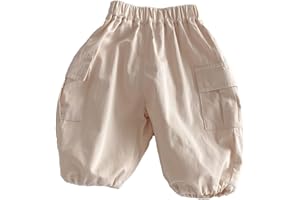 Toddler Girls Khaki Cargo Pants Elastic Waist Harem Pants Pull On Baggy Joggers for Baby Girls Loose Fit Cargo Trousers