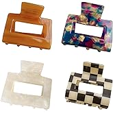 4Pcs Hair Claw Clips, BetterJonny Acetate Hair Claw Clips Square Hair Jaw Clips Hair Accessories for Women Hair Clips Tortoise Barrettes Hair Accessories(Medium)