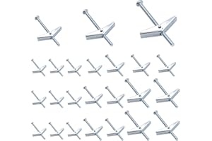 Hmknana 24PCS Toggle Bolt and Wing Nut Kit Round Head Zinc Plated Steel Butterfly Anchors 3 Sizes 1/4" 3/16" 1/8" Heavy Duty Wall Anchors for Drywall Hanging Heavy Items H-046