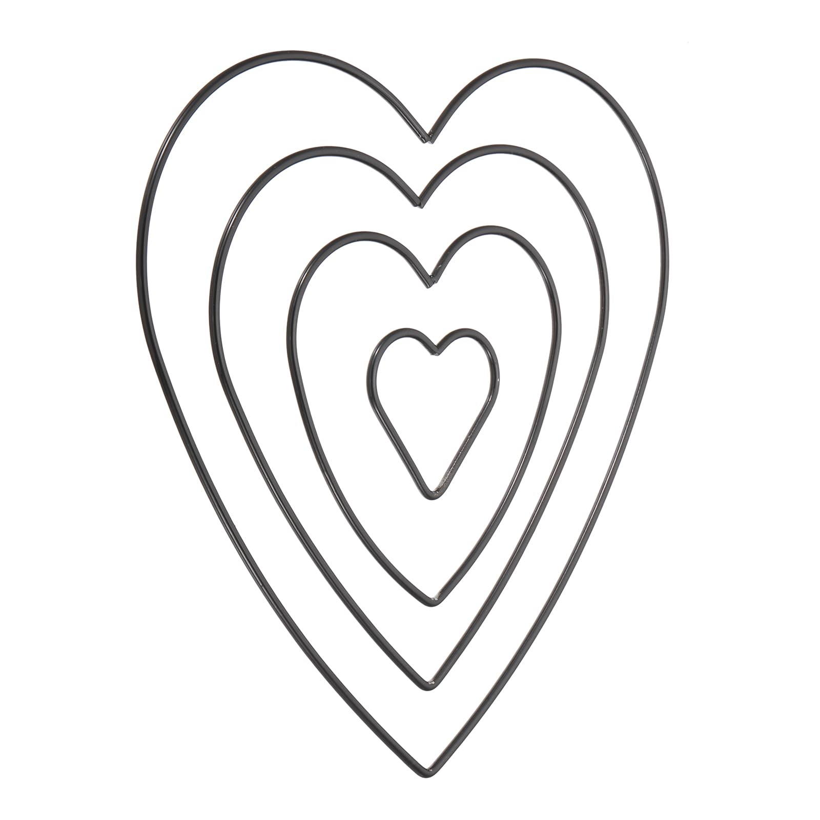 PATIKIL Heart Dream Catcher Rings, 4 Size Metal Christmas Macrame Wreath Floral Ring Hoop for Home Car DIY Craft Wedding Wall Hanging Decorations, Black